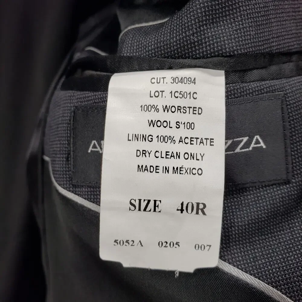 Andrew Fezza Men's Dark Gray 100%Worsted Wool 3Button Blazer Jacket Size 40R